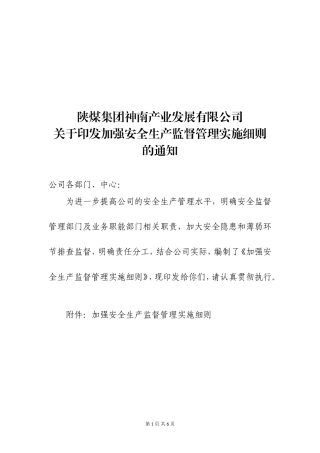 加强安全监督管理实施细则