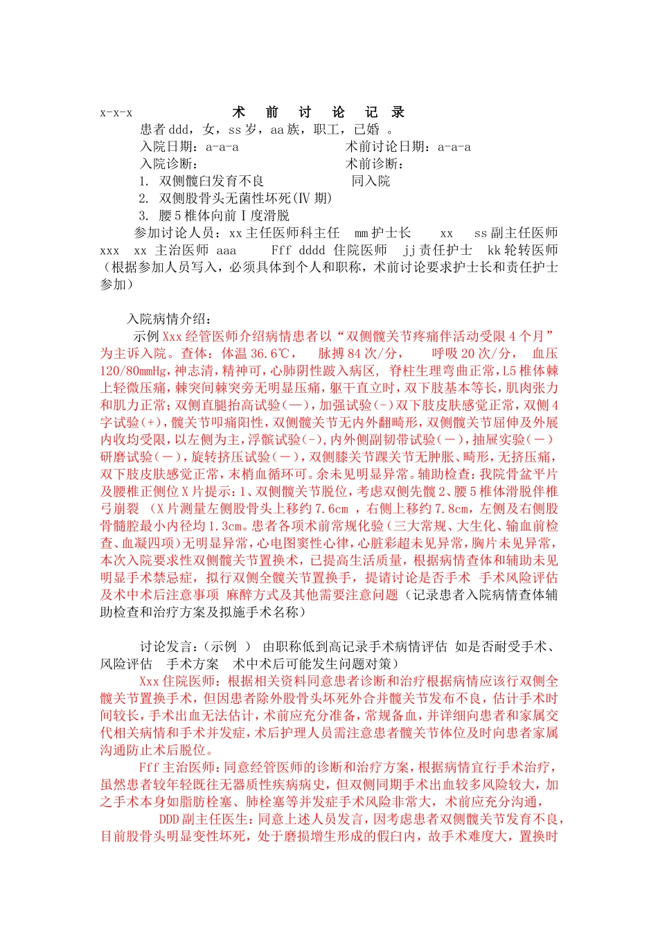 术前小结及讨论模板_第1页