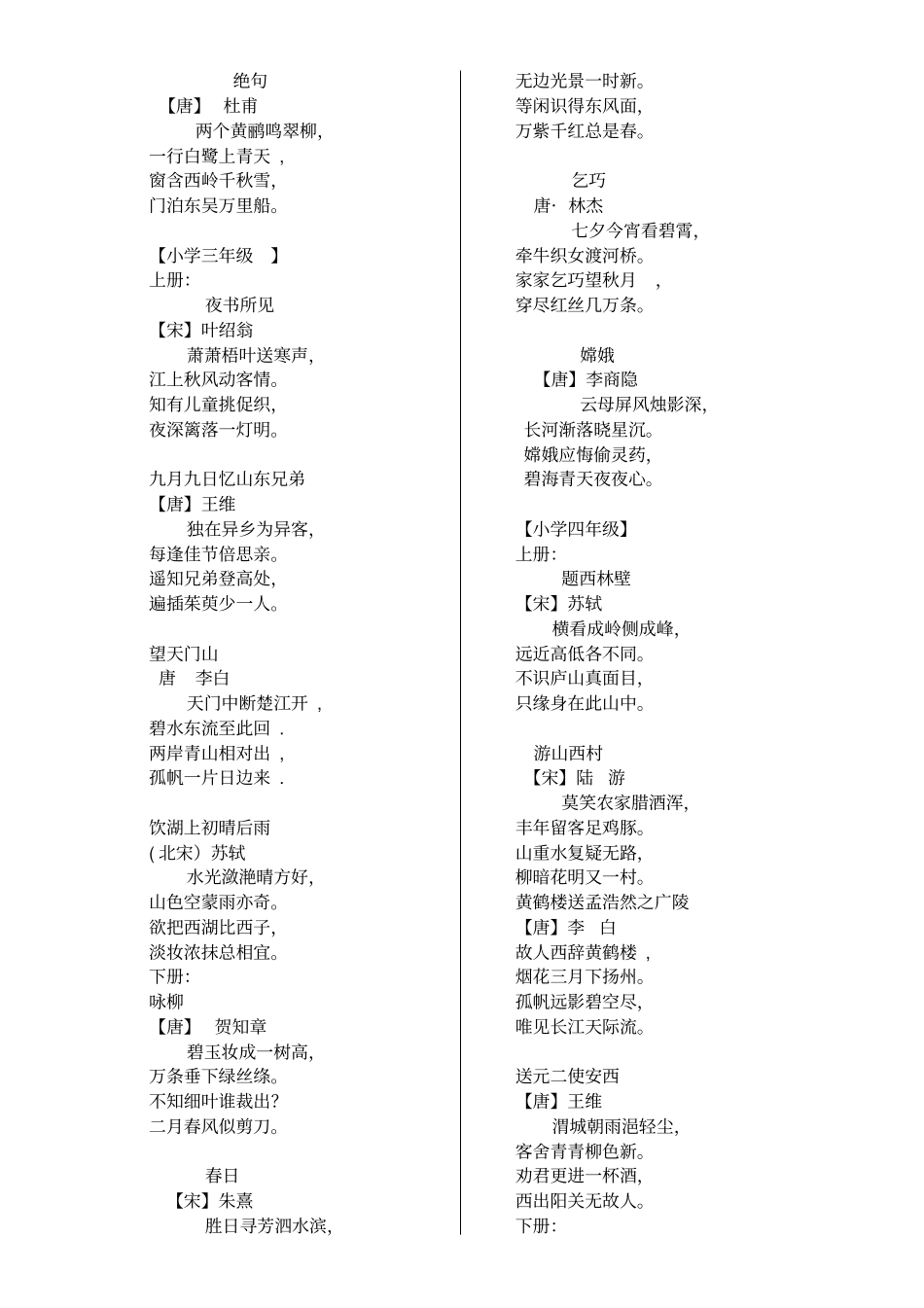 人教版小学语文6年级古诗大全_第2页
