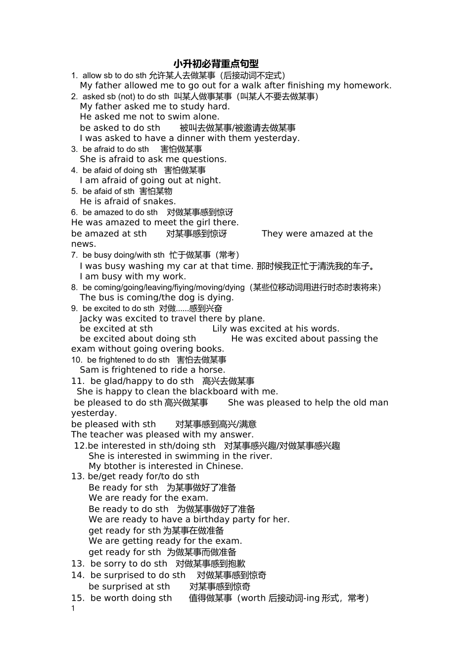 小升初必背重点句型_第1页