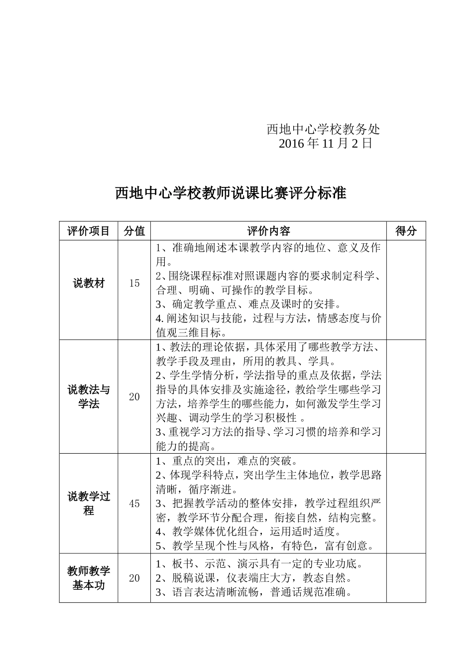 教师说课比赛活动方案(含评分表)_第2页
