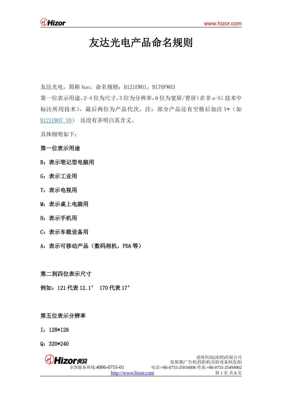 友达奇美液晶屏命名规则_第1页