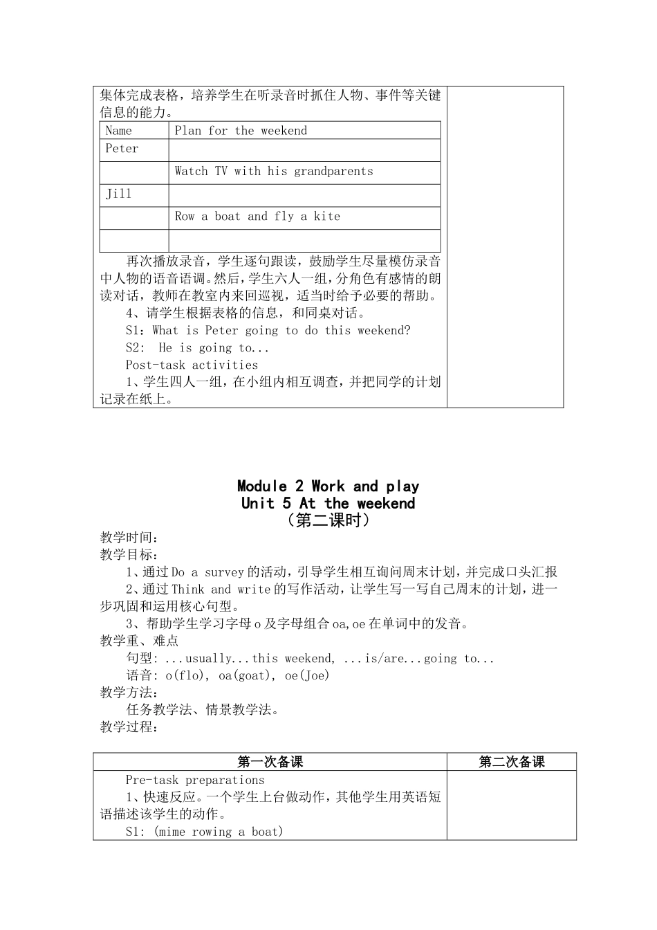牛津英语5B At the weekend教案_第2页