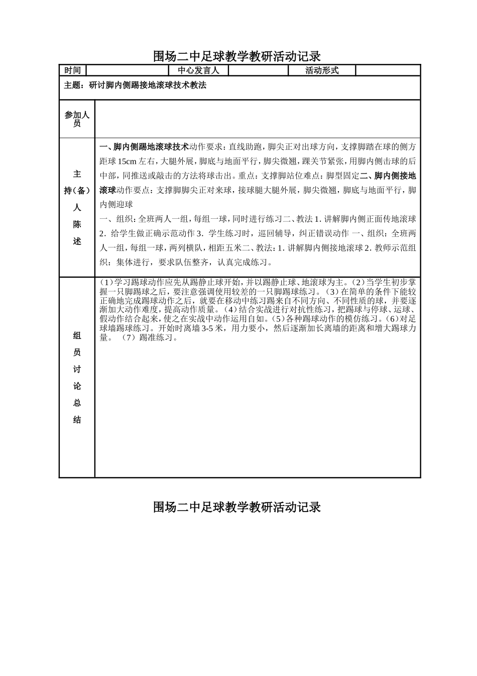 足球教研活动记录表_第2页