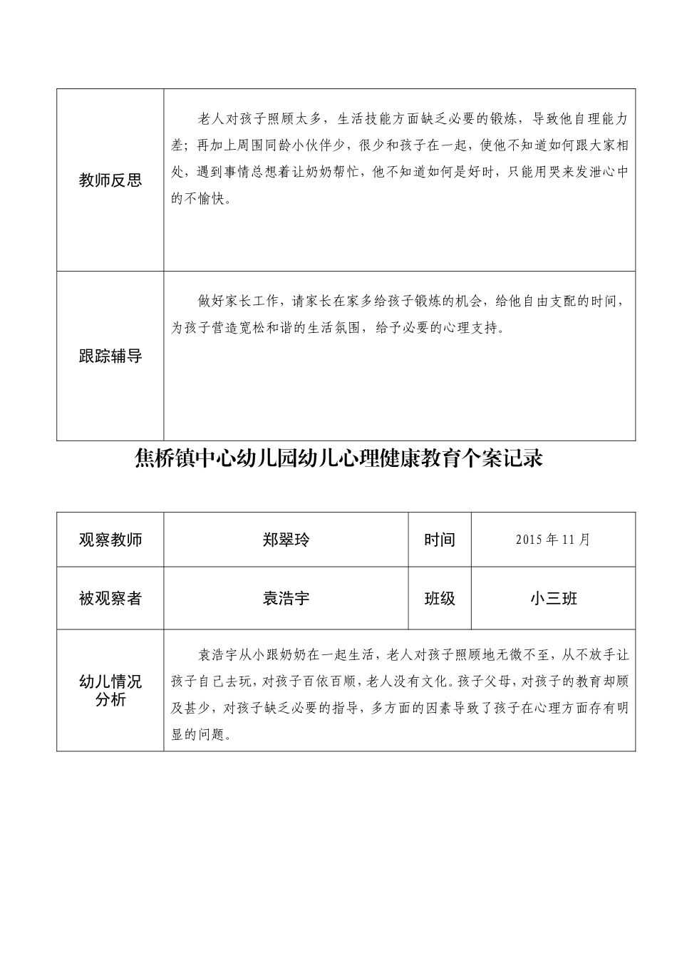 郑翠玲幼儿心理健康教育个案记录表_第3页