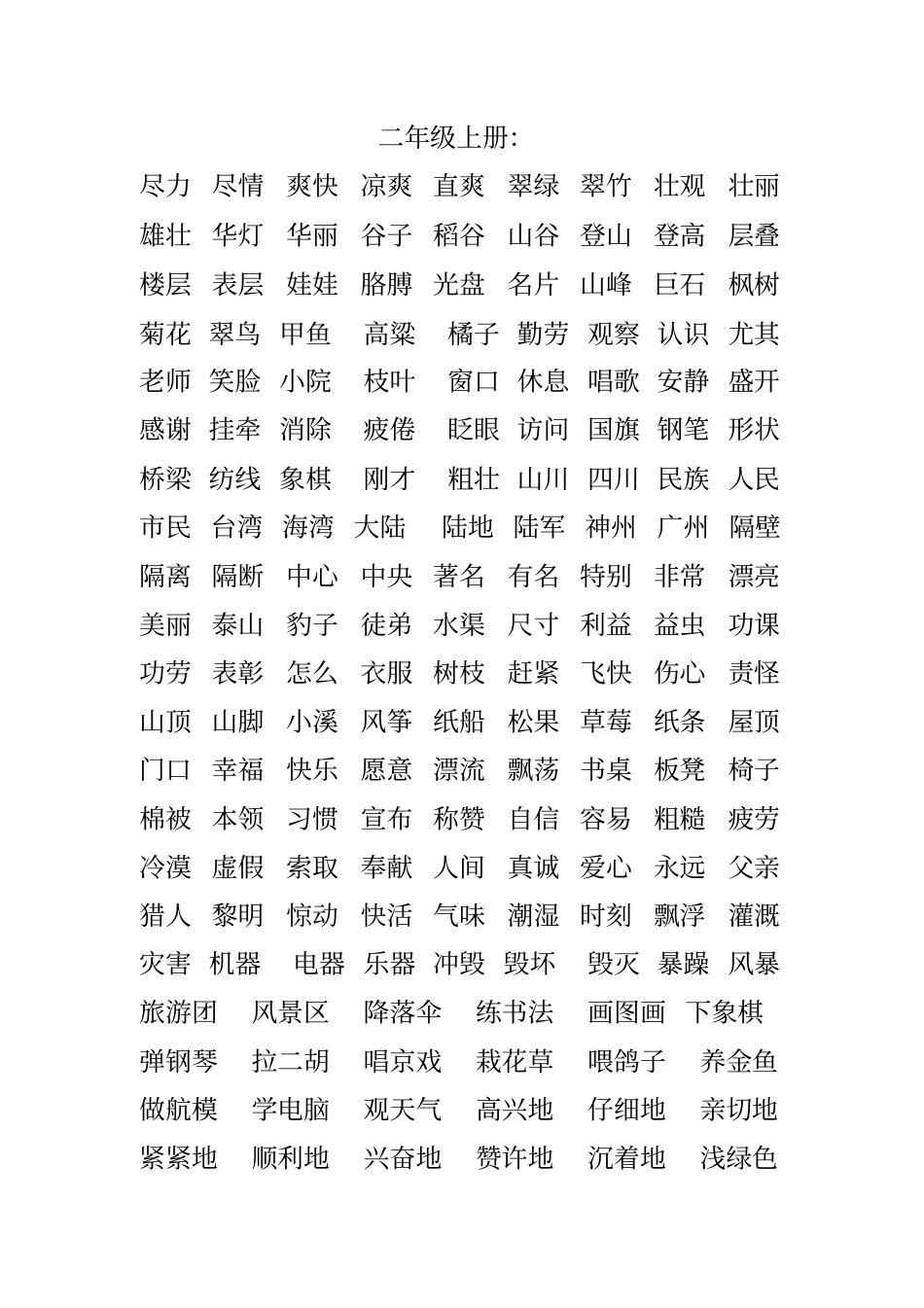 人教版小学语文全部词语盘点日积月累汇总汇总_第1页