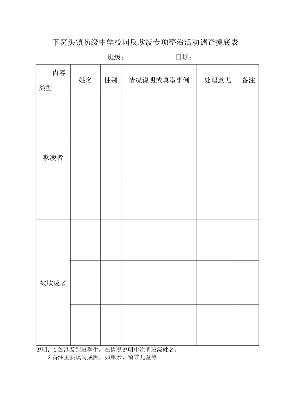 校园欺凌排查表_第1页