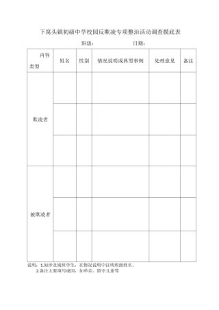 校园欺凌排查表