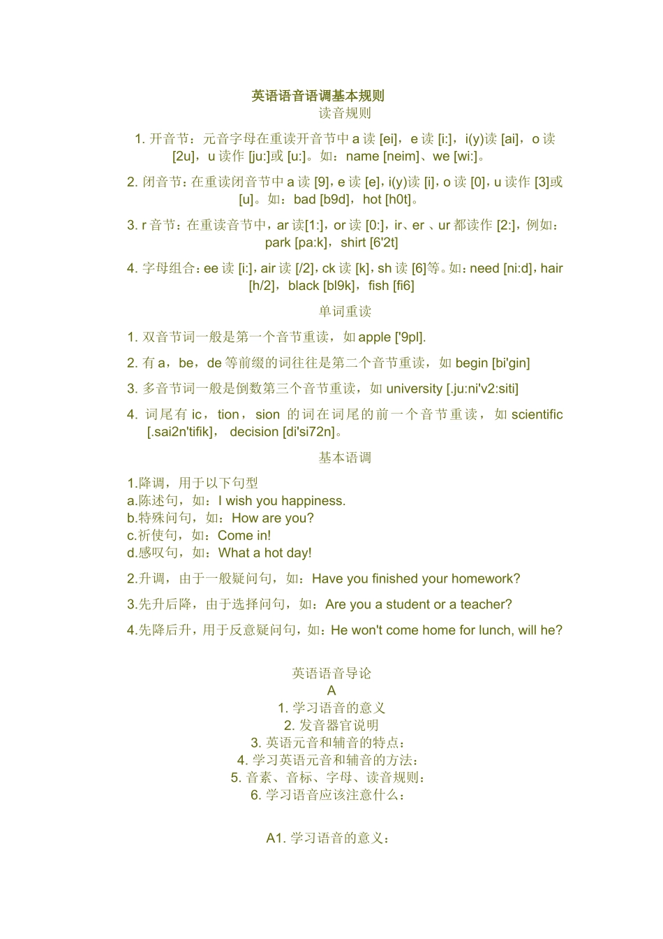 英语语音语调基本规则_第1页