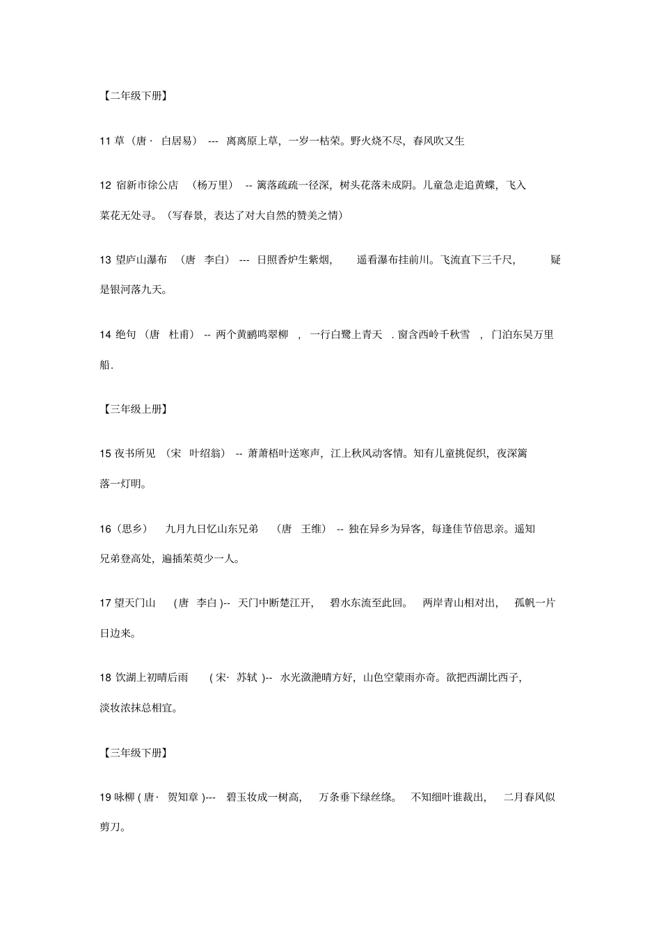 人教版小学语文古诗文日积月累汇总汇总_第2页