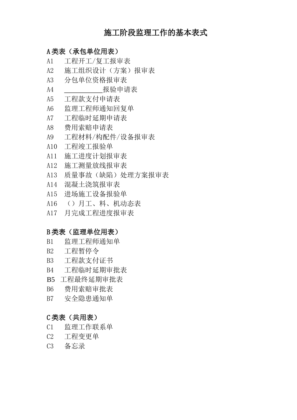 最全最新版报监理用表格_第1页