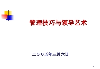 管理技巧与领导艺术