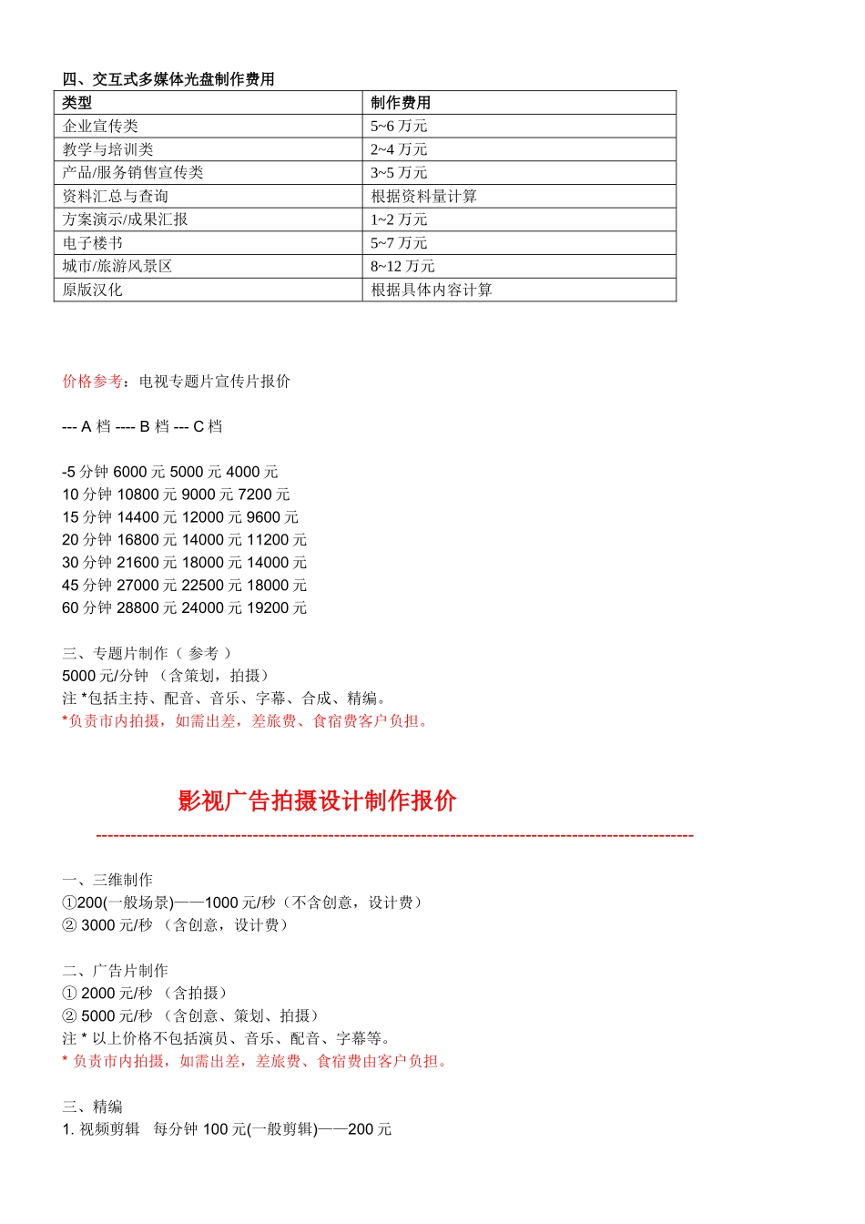 影视广告制作报价单_第2页