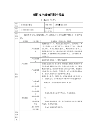 项目支出绩效目标申报表