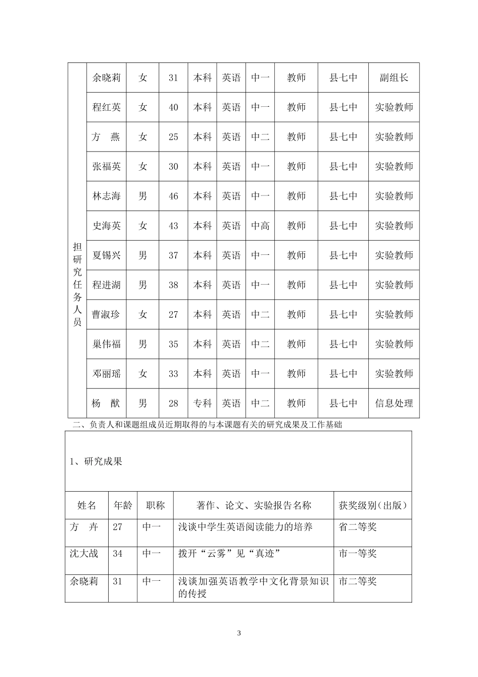 江西省中小学教育教学研究课题申报书(范例)_第3页