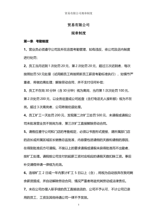 贸易有限公司规章制度