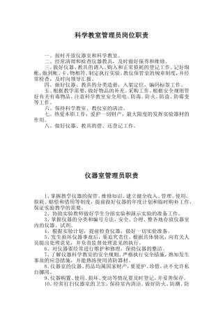 各功能室兼职管理人员职责