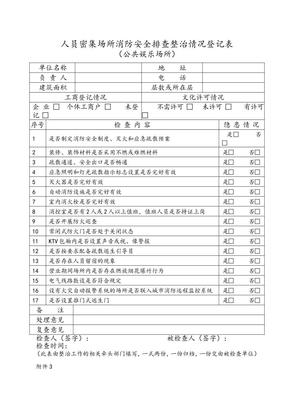 人员密集场所消防安全排查整治情况登记表 (2)_第2页