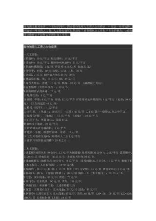 装修人工费单价