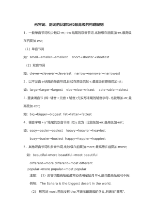 形容词、副词的比较级和最高级的构成规则、用法