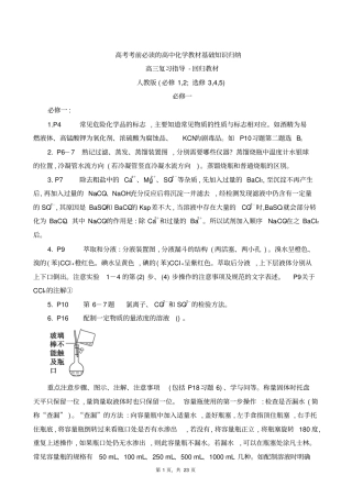 人教版必修1,2;选修3,4,5高考考前必读的高中化学教材基础知识归纳高三复习指导
