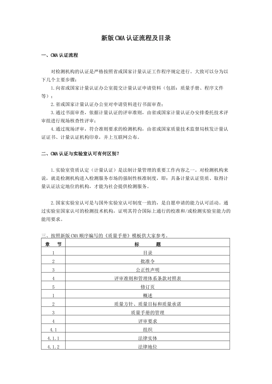 新版CMA认证程序及目录_第1页