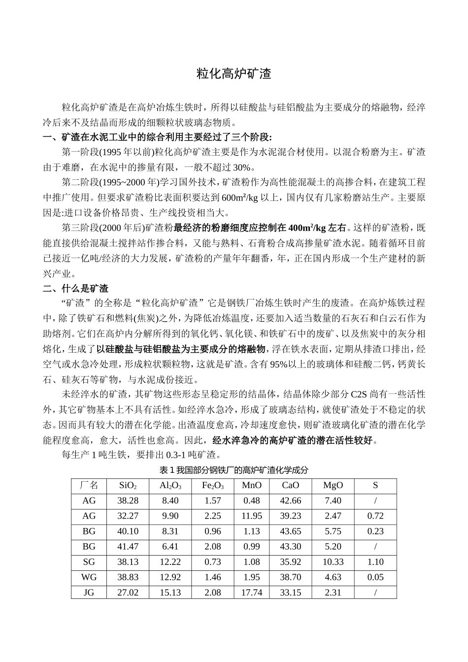 粒化高炉矿渣知识汇总_第1页