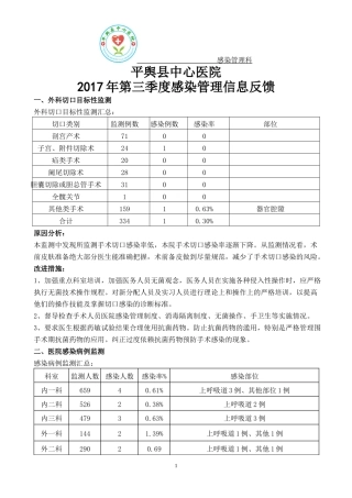 医院感染管理2017年第三季度信息反馈 (2)
