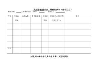 学校晨检记录表