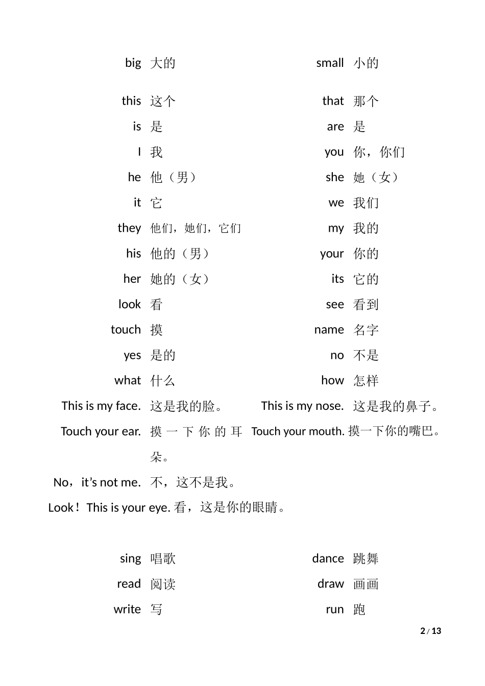 沪教版一年级英语全部词汇整理_第2页