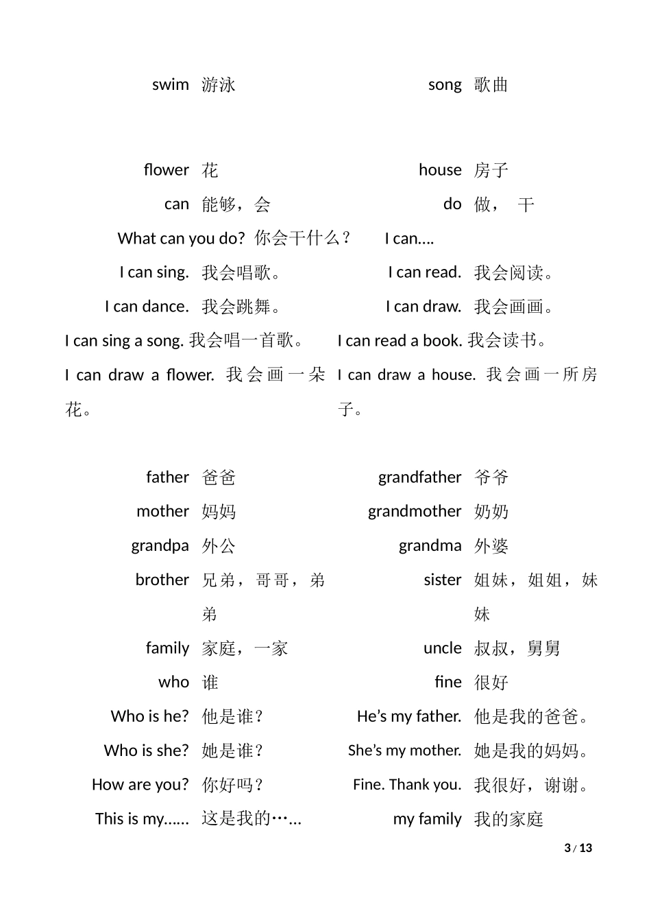 沪教版一年级英语全部词汇整理_第3页