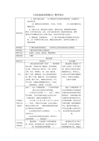 人教版思想品德七年级下册自信是成功的基石教学设计