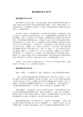 难忘的旅行作文600字