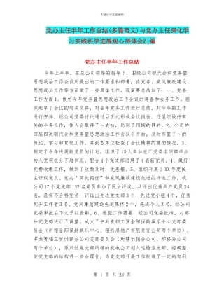 党办主任半年工作总结与党办主任深入学习实践科学发展观心得体会汇编