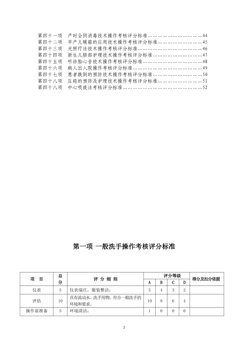 五十项护理技术操作评分标准_第2页