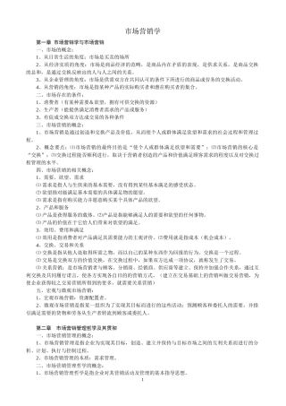 市场营销知识点汇总