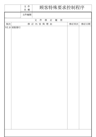 顾客特殊要求控制程序V1.0