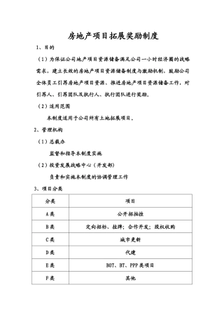 房地产项目拓展奖励制度