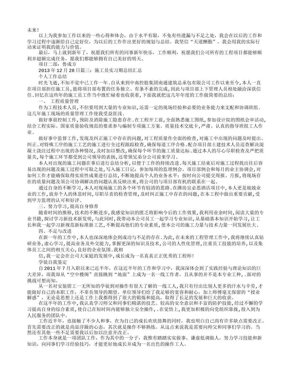 施工员试用期工作小结_第2页