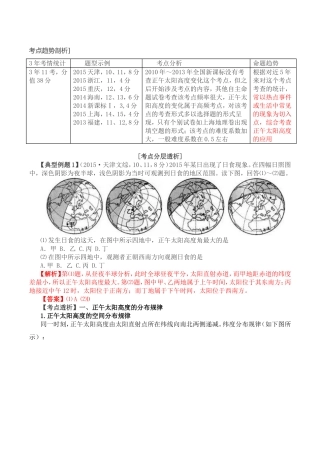 正午太阳高度变化