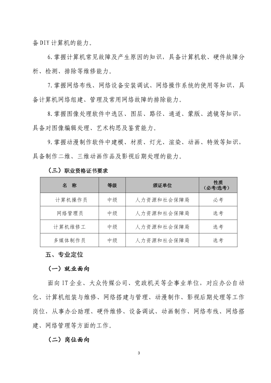 计算机应用专业人才培养方案_第3页