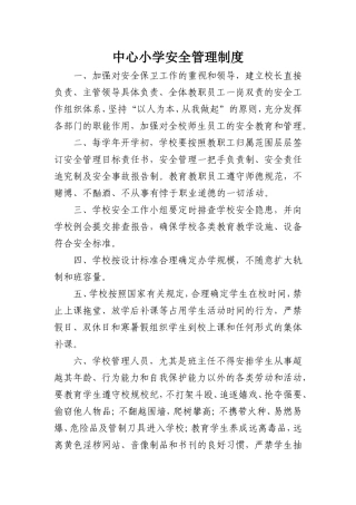 中心小学各种安全制度