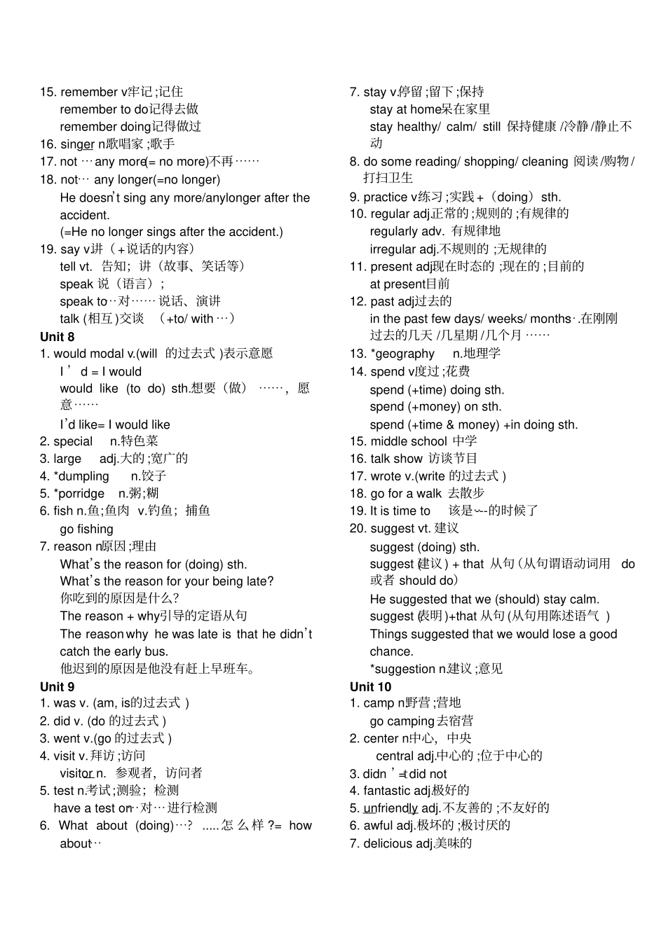 人教版新目标七年级英语下册重点词汇和语法知识_第3页