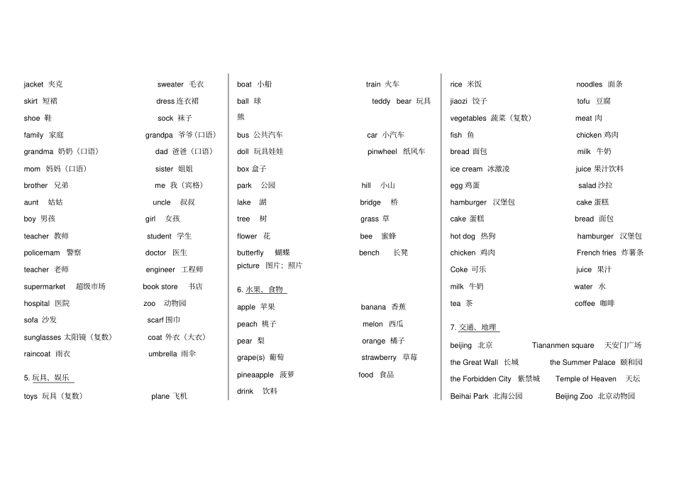 人教版新起点小学英语单词1至4年级分类汇总_第2页