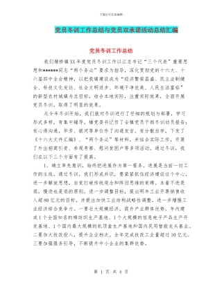 党员冬训工作总结与党员双承诺活动总结汇编