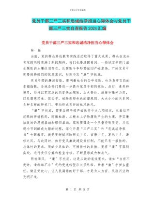 党员干部三严三实和忠诚干净担当心得体会与党员干部三严三实自查报告2024汇编