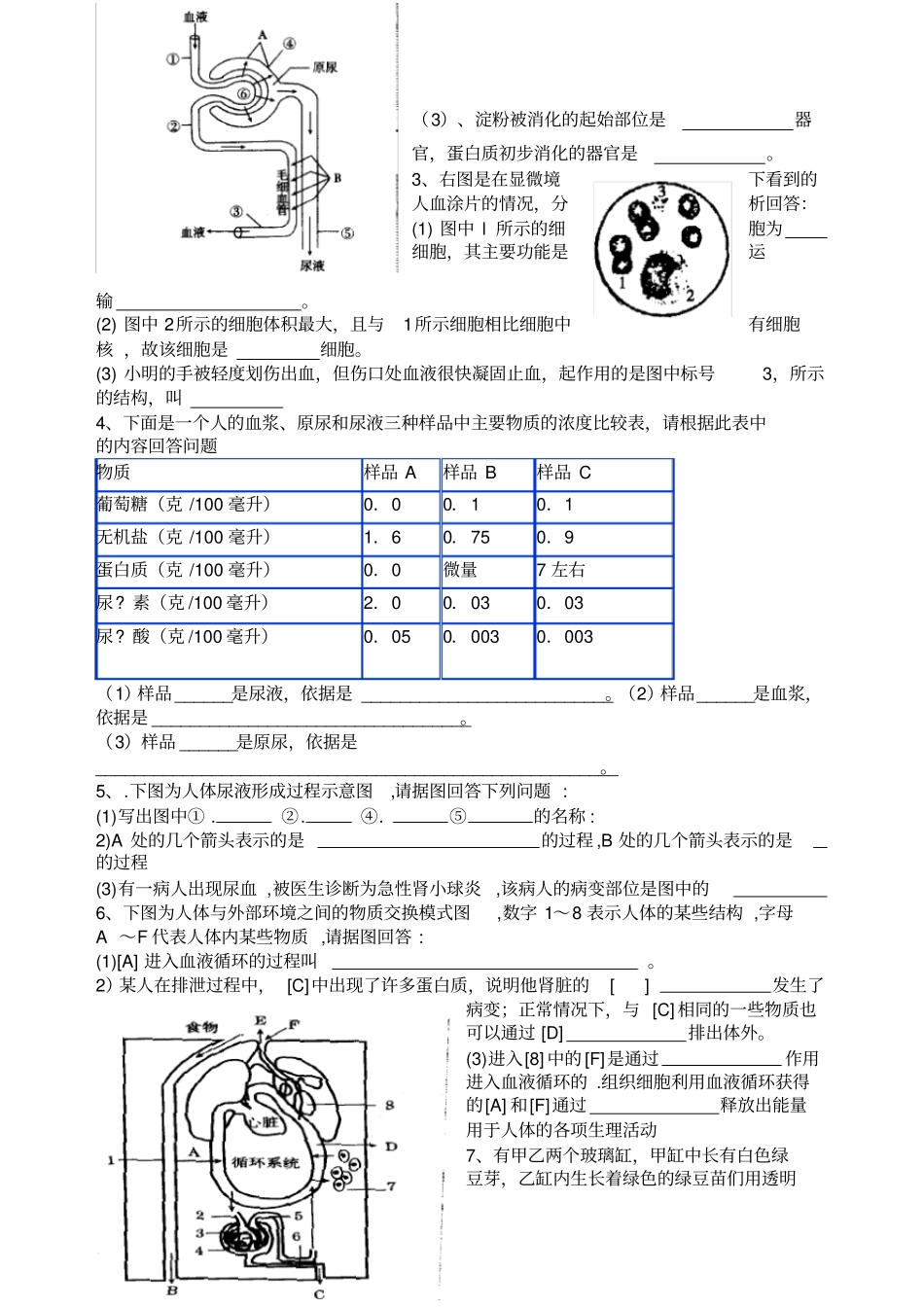 人教版生物中考模拟题_第3页