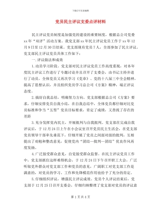 党员民主评议支委点评材料