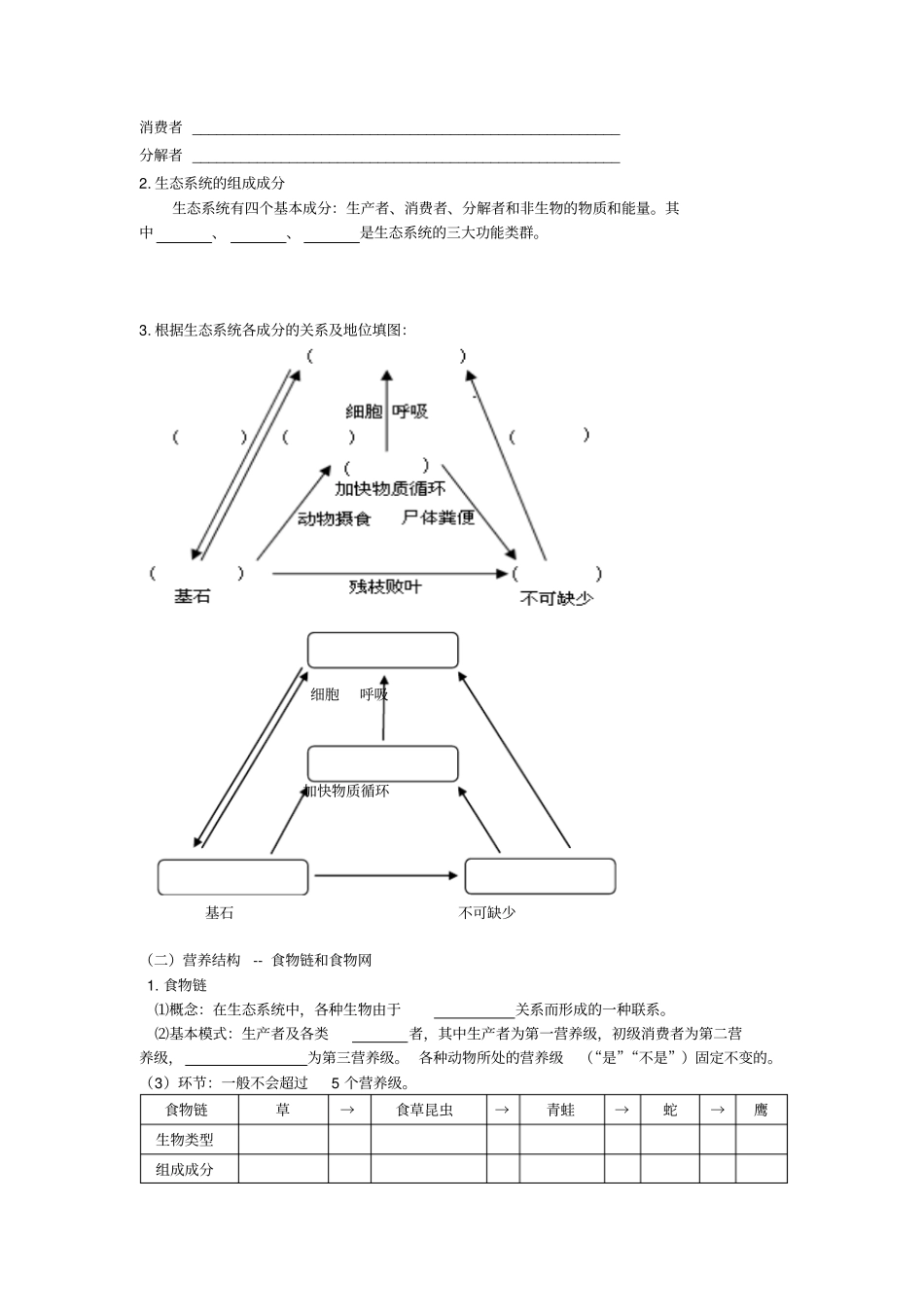 人教版生物必修3生态系统及其稳定性第1节生态系统的结构公开课导学案_第2页
