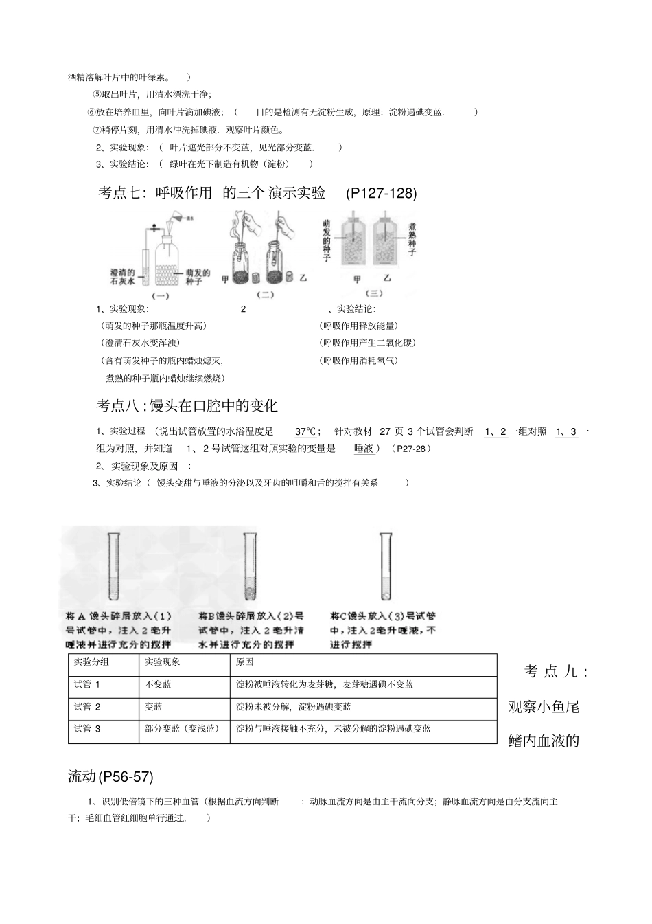 人教版生物结业考试考点_第2页